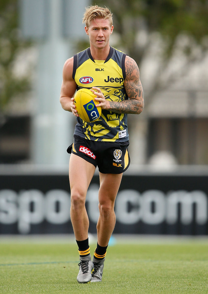 AFL 2016 Training - Richmond 150116 MELBOURNE, AUSTRALIA - JANUARY 15: Nathan Broad of the Tigers in action during the Richmond Tigers training session at Punt Road Oval, Melbourne on January 15, 2016. (Photo: Adam Trafford/AFL Media)